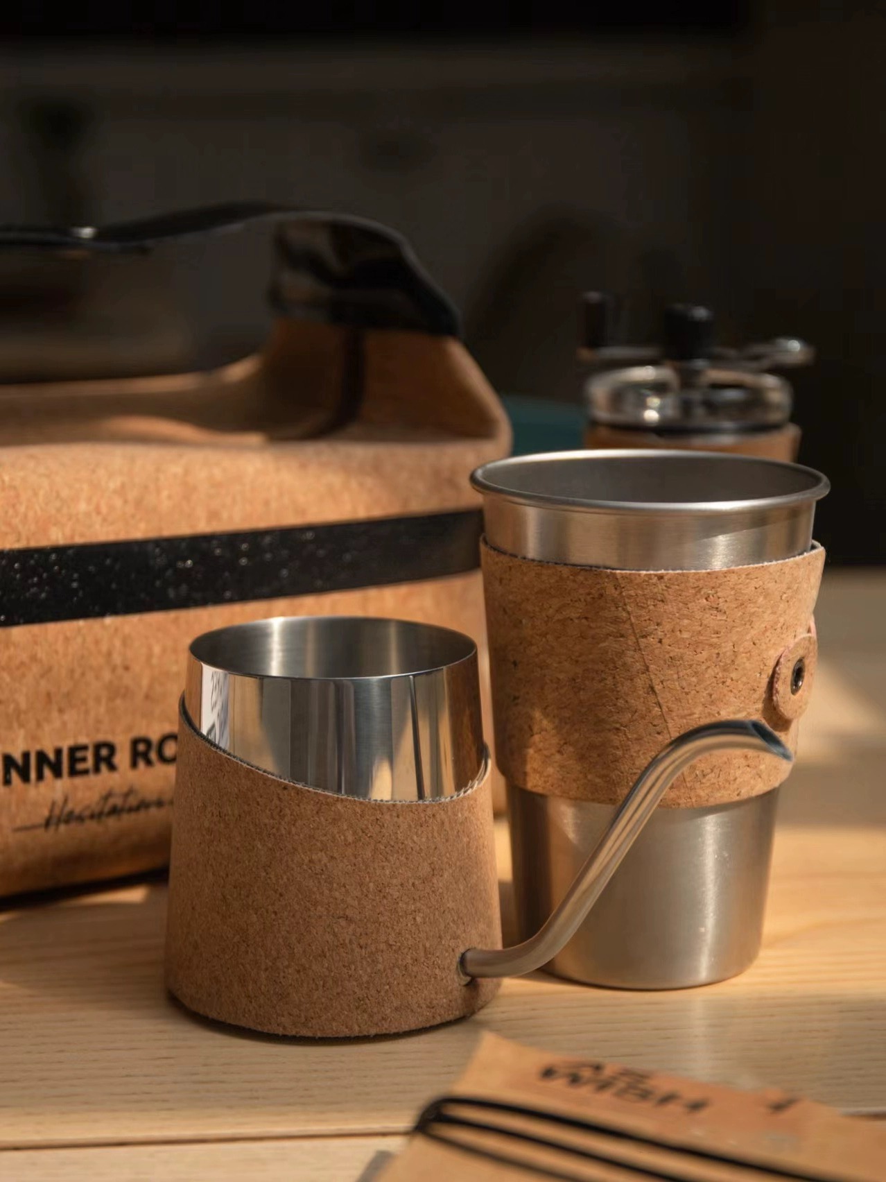 Stainless Steel Manual Coffee Grinder Set for Home Camping Morden Luxury Design Style