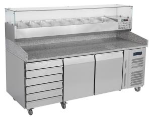 Quality 6 Drawers Refrigerated Pizza Prep Table R134a Commercial Marble Top wholesale