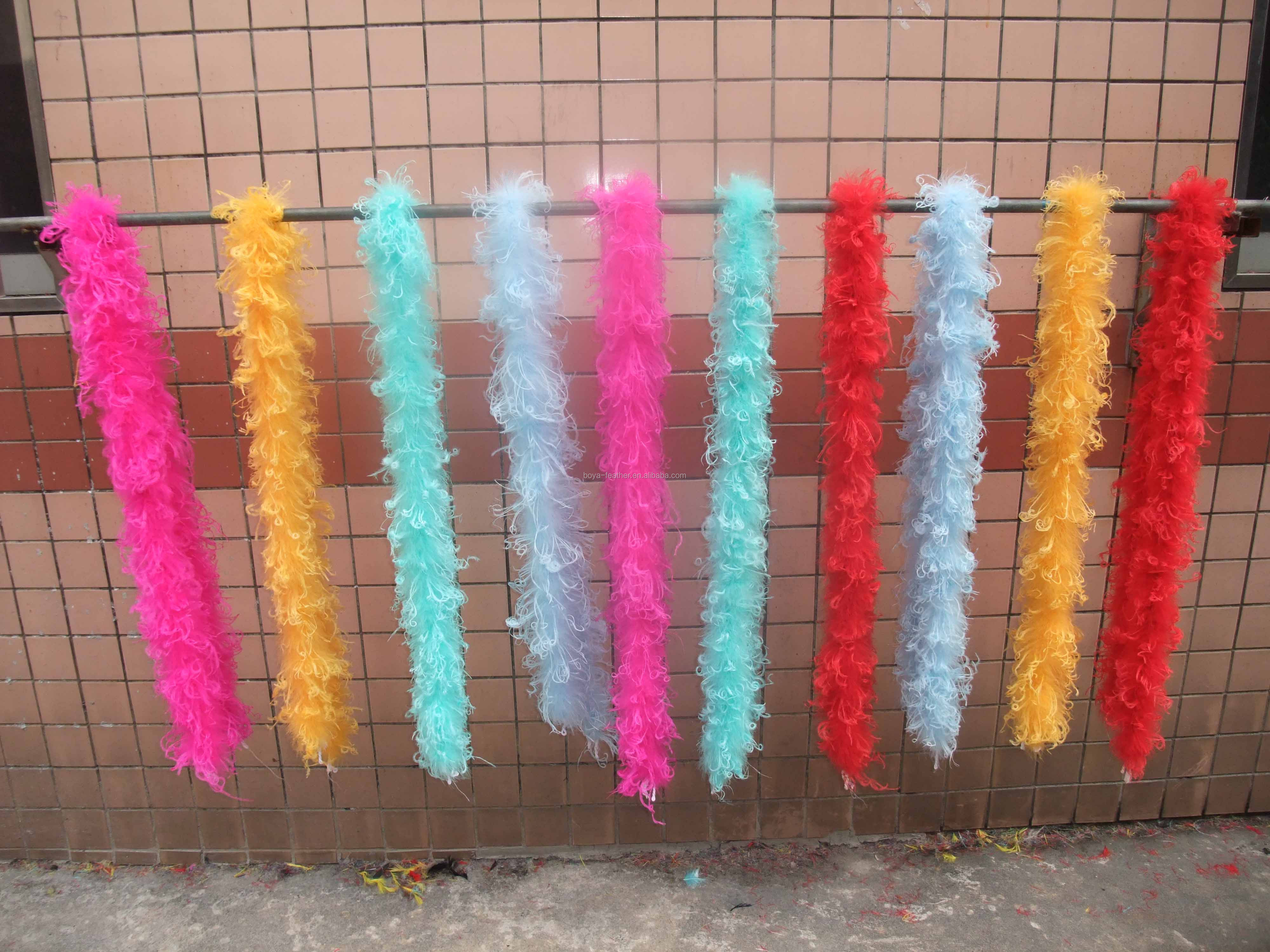 Dyed Marabou And Curly Ostrich Feather Scarf , Colorful Boa Scarf 9-11cm