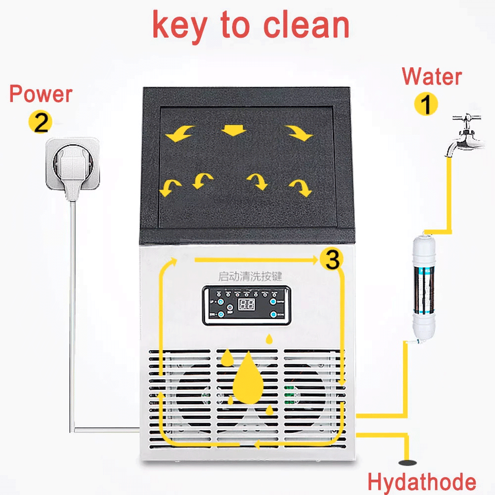 Private Mold Stainless Steel Automatic Countertop Ice Maker Machine for Business Home 400x432x803mm Capacity