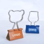 Creative bear head shaped handle long tail clip metal ticket holder clip 25MM