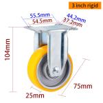 Yellow TPU Tread Light Duty Casters 3 Inch Swivel Plate Casters