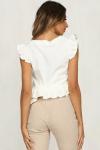 Wholesale Clothing White 100% Cotton V Neck Lady Top