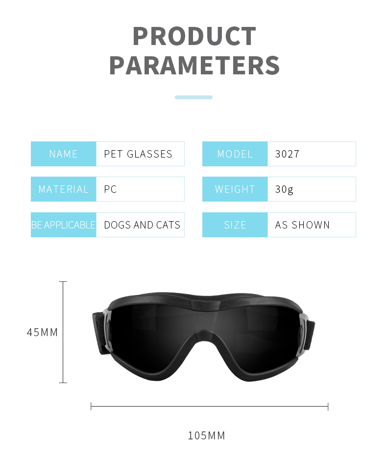 Dog Goggles Material Small Medium Pets UV Protection Wind and Sand Resistance