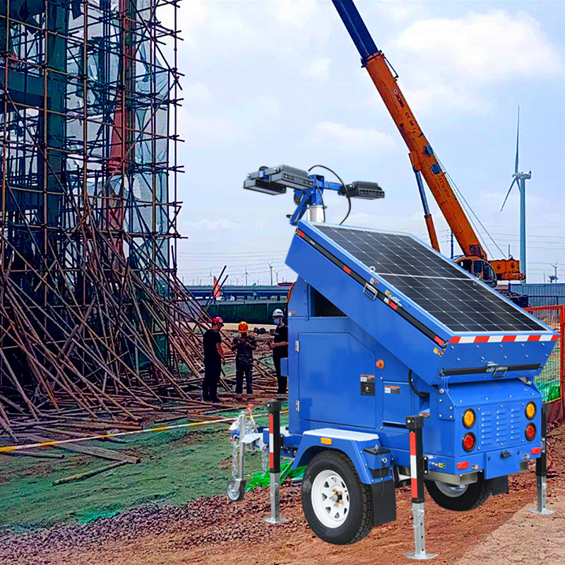 Portable Solar Light Tower Surveillance Tower Lighting Mining Operations Mobile Lighting Tower