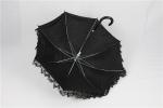 Black Bridal Lace Ladies Windproof Umbrella Fiberglass Frame Custom Colors