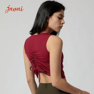 Quality Women 210gsm Workout Vests For Women Tie Up Drawstring Sports T Shirt Top wholesale