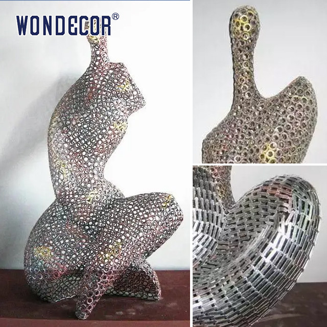 Metal art decoration abstract hollow female stainless steel sculpture