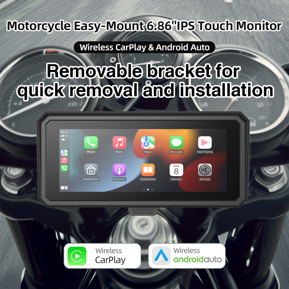 6.86 inch Capacitive Touch Screen Motorcycle GPS Navigation with Removable Detachable Bracket and Waterproof Design