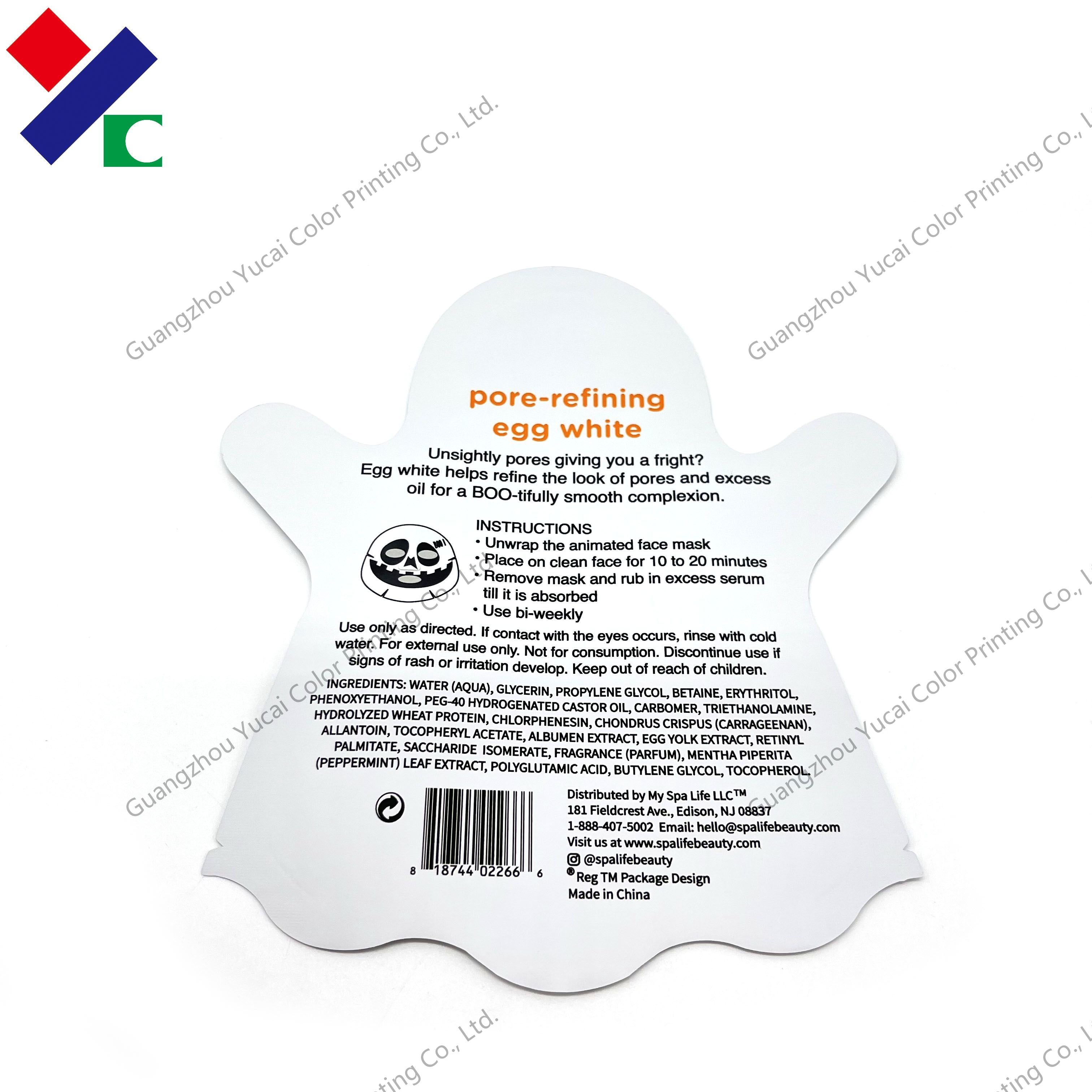 Flexible Packaging Three Side Seal Pouch Special Shaped Facial Mask Bag