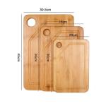 3PCS Bamboo Butcher Block Chopping Board Set 28x2cm 33x22cm 22x15cm