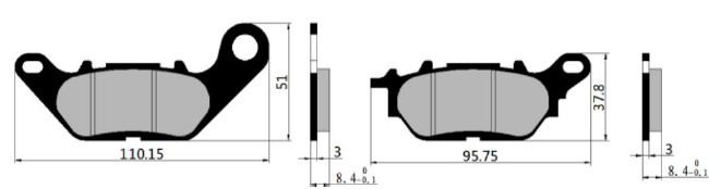 Ceramic Motorbike Brake Pads , YBR125 / YZF R15 Yamaha Brake Pads T110C