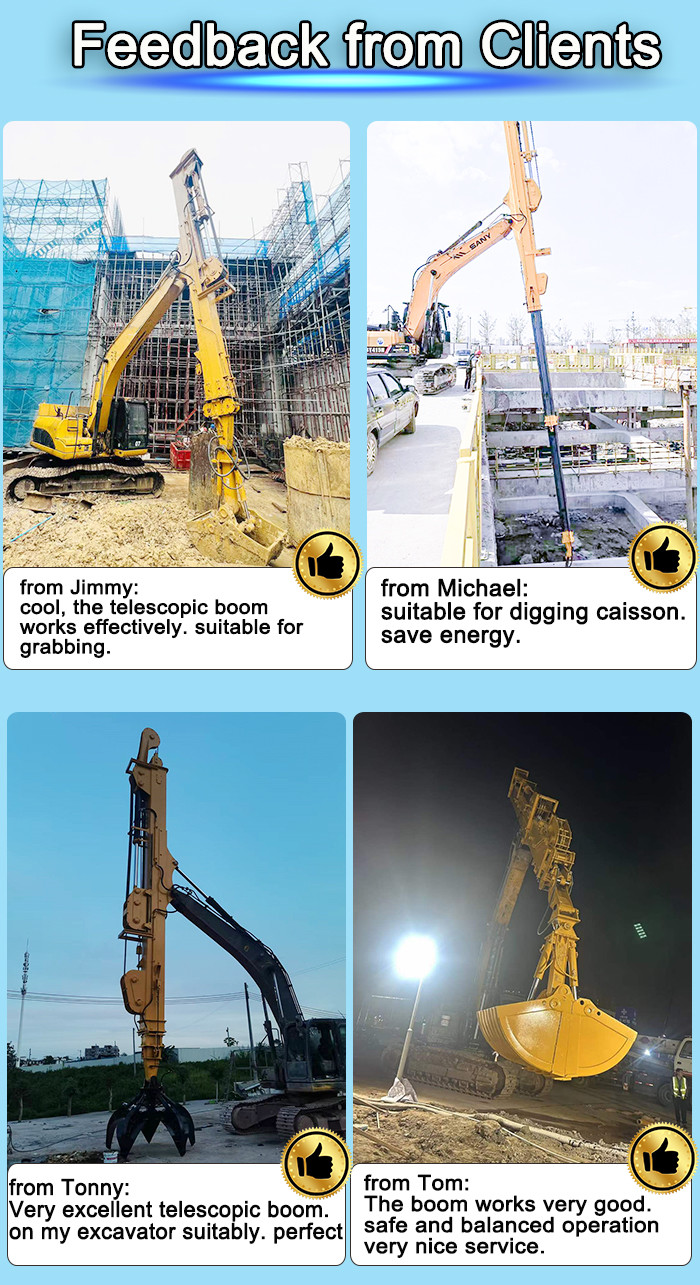 Telescopic Dipper Arm Telescopic Boom With Clamshell Bucket For Construction Work