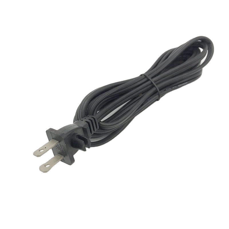 1.8m 2pin PVC Black American Plug Cable AC Power Extension Cord for Home Appliance Socket