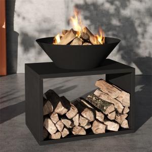 Quality Black Garden Heater Firewood Log Storage Steel Wood Burning Outdoor Fire Pit wholesale