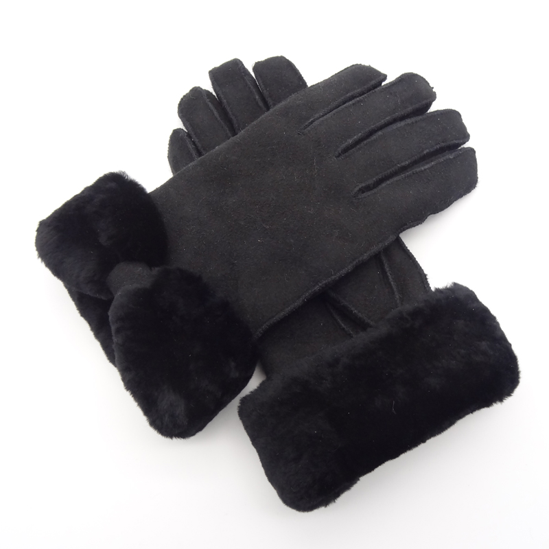 Customized winter warm double face Australia sheepskin shearling gloves