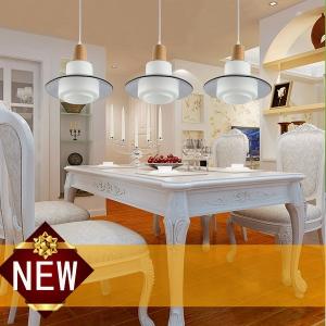 Quality Oak wood dinner room pendant lamp with 3heads glass shade E27 socket wood imported wholesale