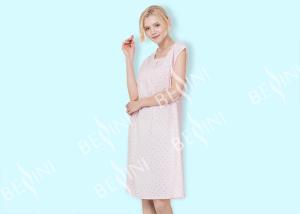 Quality Embroidered Sleeveless Ladies Night Dresses Sleepwear Peach Satin Binding wholesale