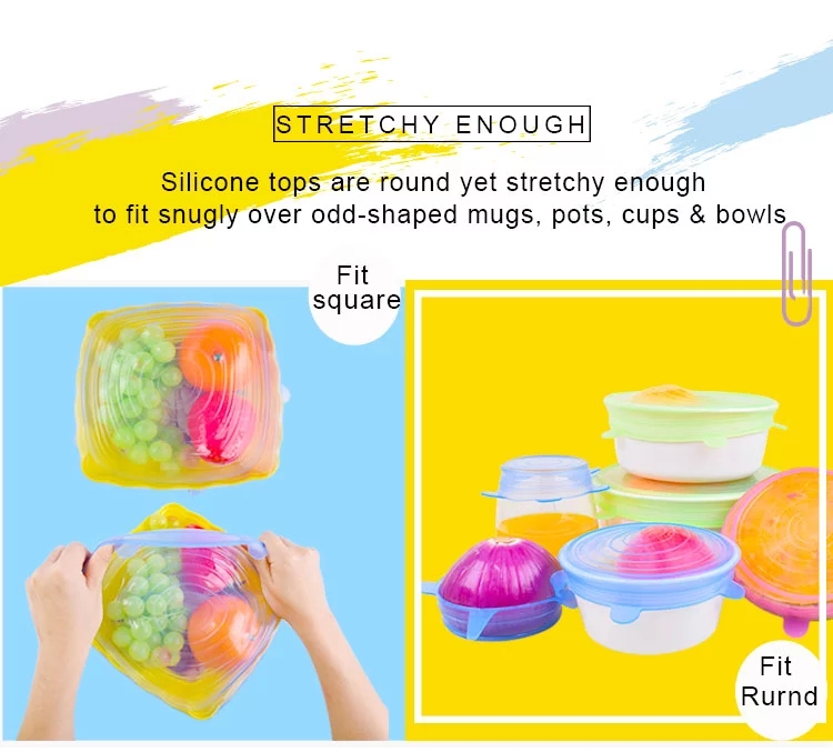 7 Pack Reusable Container Lid Silicone Household Products BSCI Round