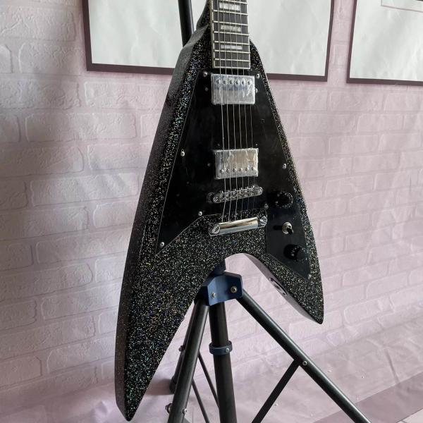 Custom Factory Metallic Grey Silver V Shape Electric Guitar Closed Pickups