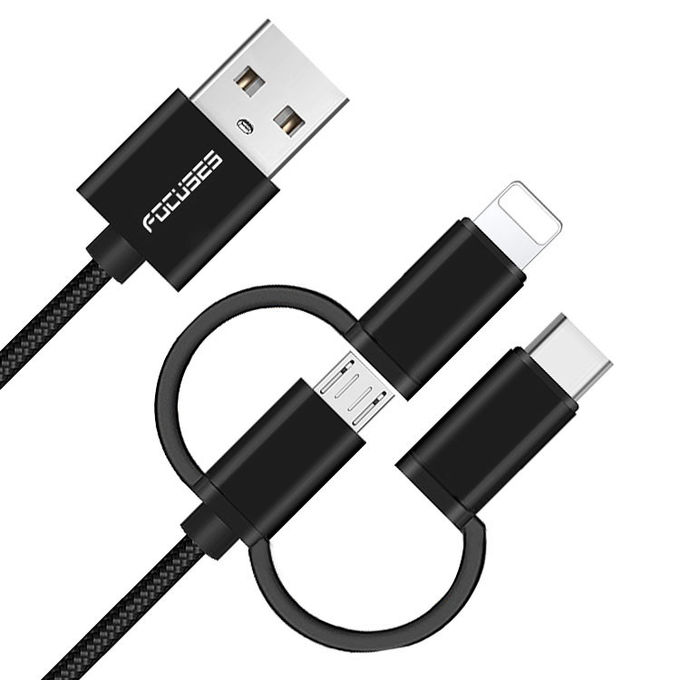 2M Multi Function Data Cable Explosionproof 3 In 1 Fast Charging Cable
