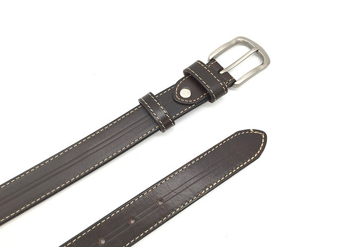 28mm Brown Ladies Genuine Leather Belt With Contrast Color Stitching