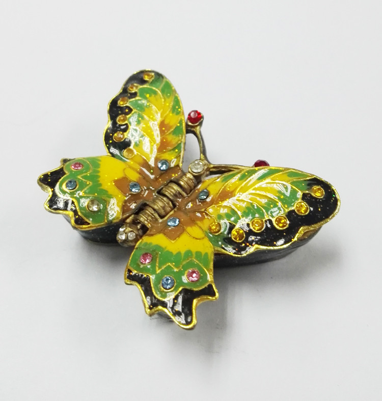 Butterfly Design Colored gold Metal Jewelry Box