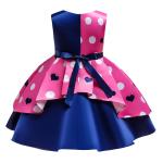 New Arrival Pink Wave Point Heart-Shaped Flower Girl Dress Disfraz Christmas