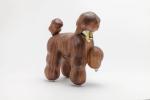 Brown Wooden Dog Statues Sculptures With Beech Birch Mateiral