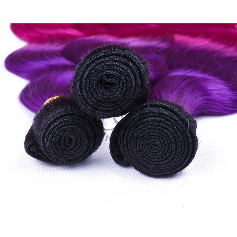 #T1B/Purple/Rose Red Body Wave Remy Human Hair Bundles Sew In Weave Bundles Brazilian Bundle Deals