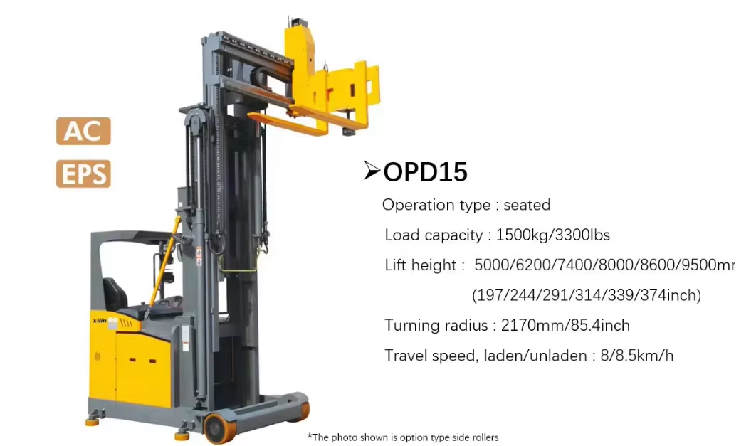 VNA Vehicle 3 Ways Forklift 1.5 Ton Narrow Aisle Electric Stacker