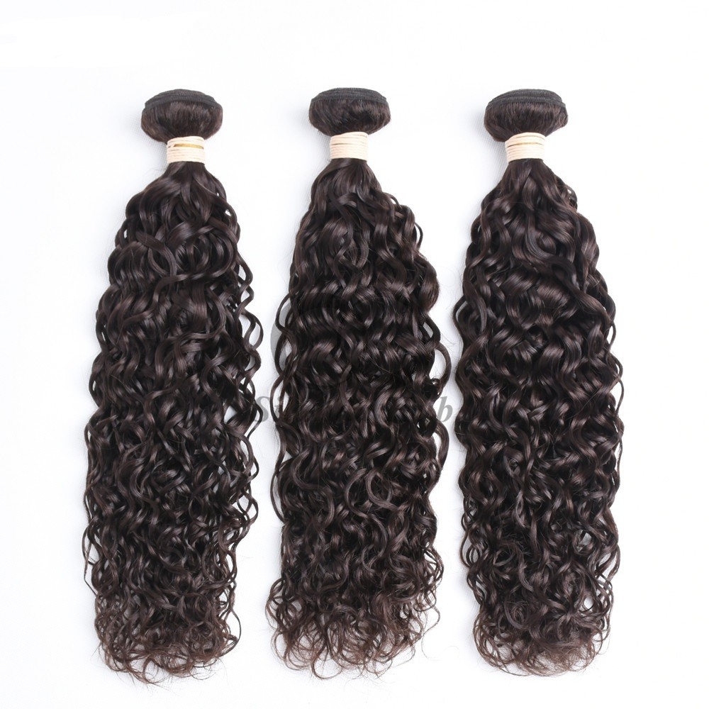 #2 Dark Brown Water Wave Remy Human Hair Bundles Sew In Weave Bundles Brazilian Bundle Deals