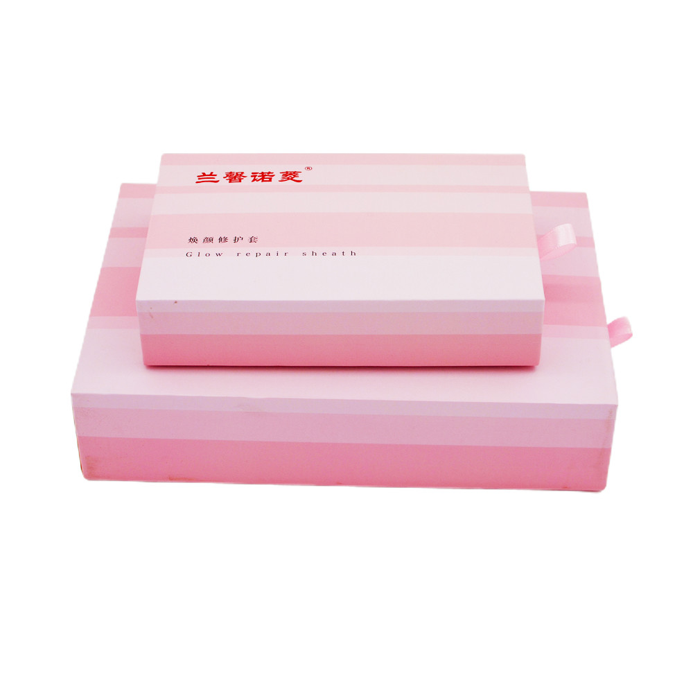 Leatherette Cosmetic Gift Box Packaging 400gsm Paper Drawer Rigid Pink Match Box Push Pull