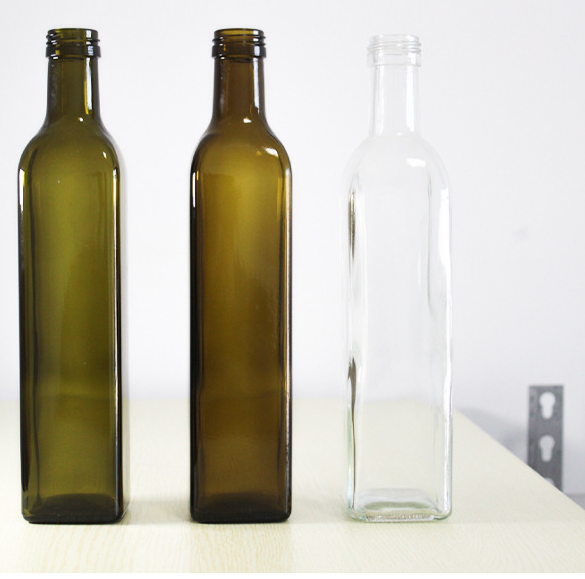 250ml 500ml 750ml 1000ml Square Antique Green Glass Bottle with Screw Cap Made of Glass
