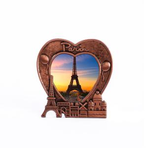 Quality Paris France Eiffel Tower Metal Heart Shaped Picture Frame 3D Love Sunset Scenery wholesale