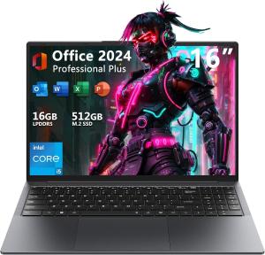 Quality 16&quot; Windows Laptop Computer 16GB RAM 512GB SSD MS Office 2024 Intel Core I5 Laptop wholesale