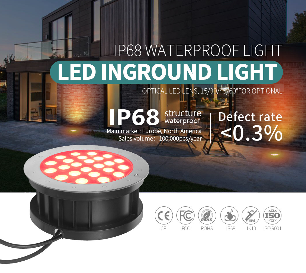 SS304 Inground Swimming Pool Lights SMD3535 18W RGB 700LM