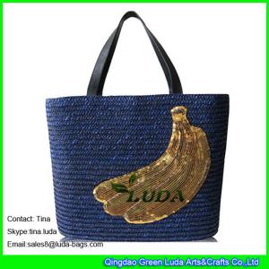 Quality LUDA squins banana decortaion personalized wheat straw beach bags wholesale