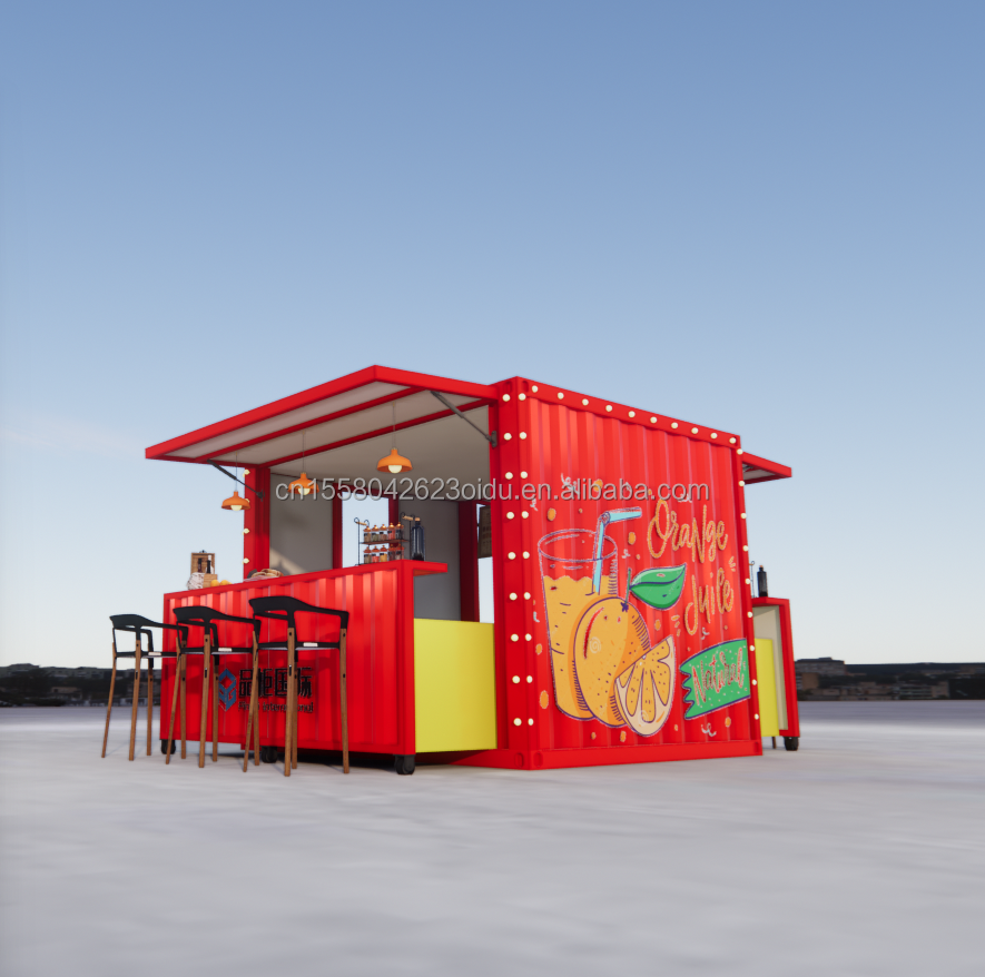 Modern Design Customized Color Foldable Movable Container Flat Pack for Coffee Shop Restaurant House Modular Kitchen