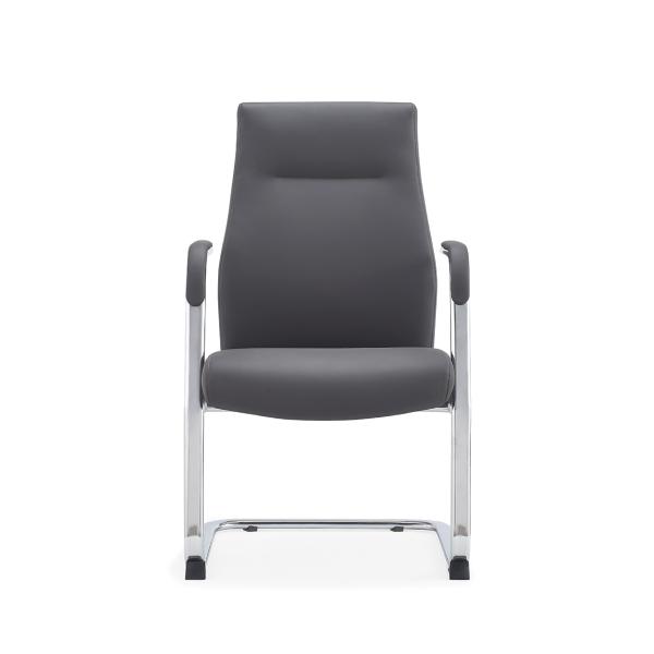 PU Pad Armrest Leather Office Swivel Chair Office Visitor Chair Chrome Steel