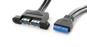 China Internal USB Motherboard Connection 2 Port USB 3.0 Female to 20 Pin Baffle Cable  0.5M on sale