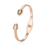 Luxury BG Double Snake Head Bangle 14K Gold Stainless Steel Bracelet