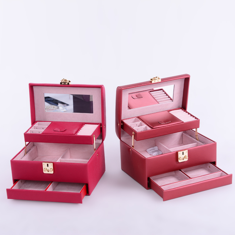 Flannel Interior Travel Size Jewelry Box , Soft Lining Jewelry Carrying Case