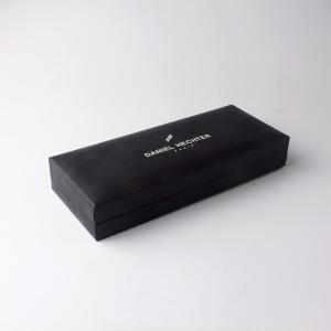 Quality PU Gift Packing Box , Black Leather Pen Packaging Box With White Paper Sleeve wholesale