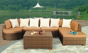 Quality Bistro / Restaurant Leisure Rattan Sofa , Resin Wicker Patio Furniture wholesale