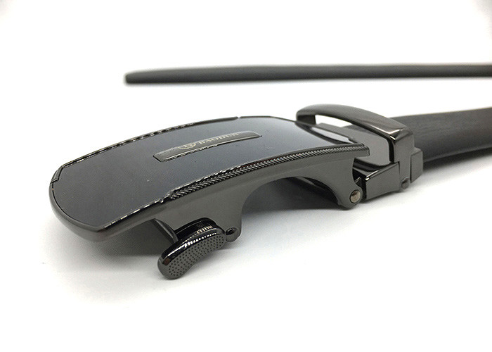 Gunmetal Automatic Buckle Genuine Leather Dress Belt / Business Mens Ratchet Belt