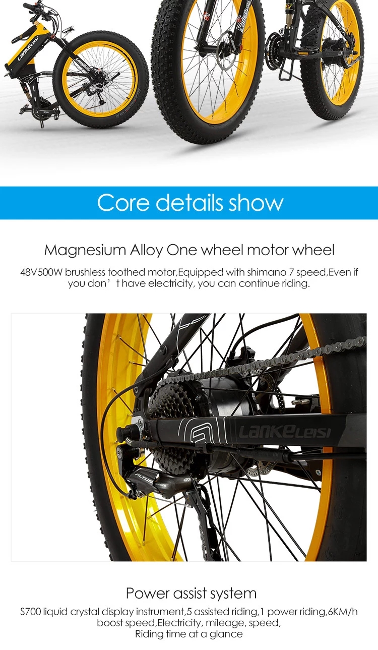 CE Certificate Fat Tire Electric Bike 26 Inch 48V Lithium Battery