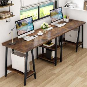 Quality Metal Frame Modern Workstation Desk Brown Pvc Edging With Shelves wholesale
