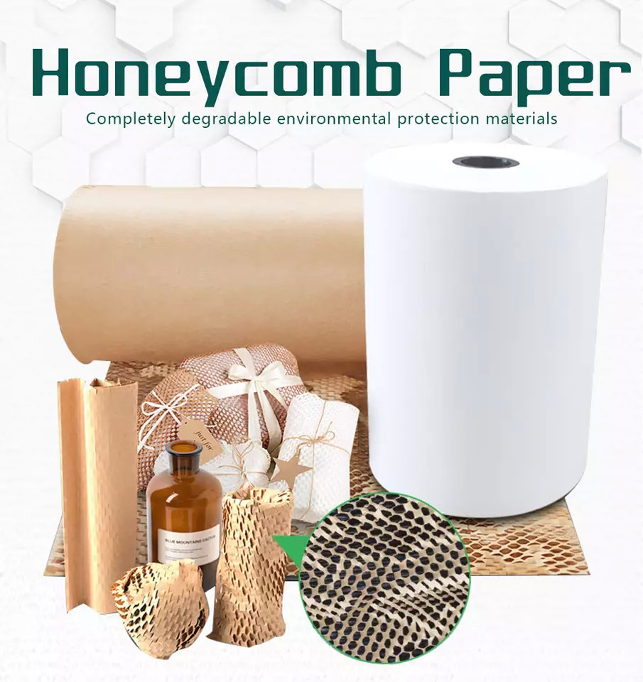 Biodegradable Protective Cushioning Filling Buffer Packaging Roll Kraft Wrap Honeycomb