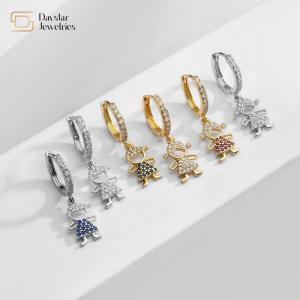 Quality 18k Brass Gold Pendant Hoop Earrings Zircon Diamond for Boy Girls wholesale